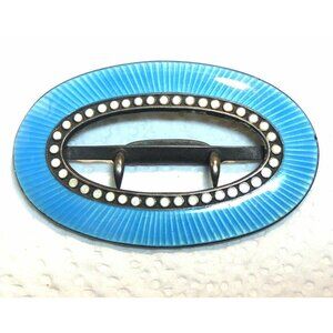 Antique Signed David Andersen Sterling Silver Blue Enamel Belt Buckle Early Mark